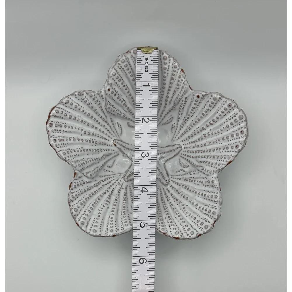 Mud Pie White Ceramic‎ Shell Starfish Trinket Bowl Coastal Beach Decor 5.5 Inch